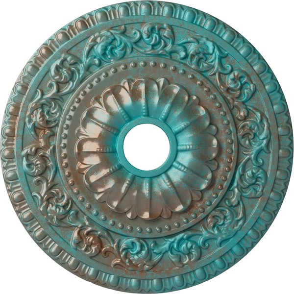 Ekena Millwork Vaduz Ceiling Medallion (Canopies up to 3 1/2"), 23 1/2"OD x 3 1/2"ID x 2 1/8"P, Copper Green Patina CM23VACGS - main
